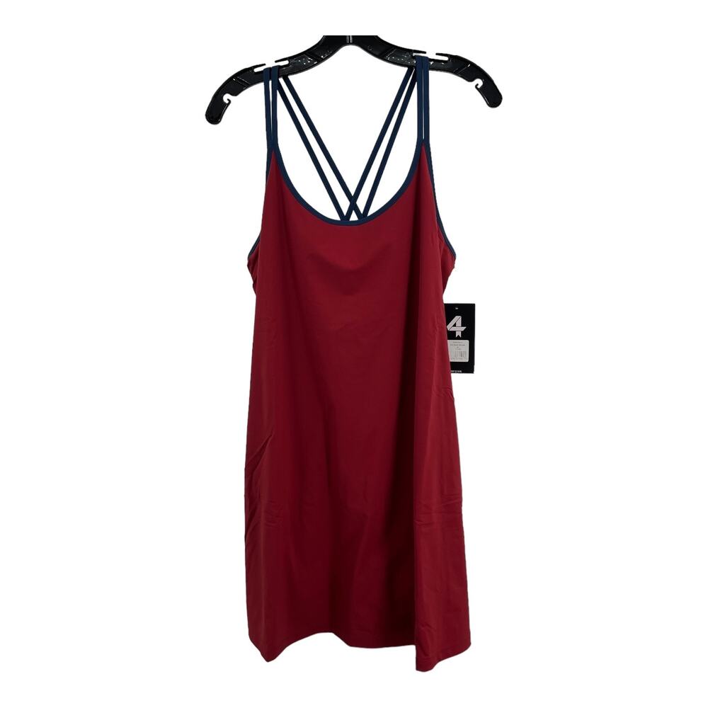 Chic Red Strappy Athletic Dress with built in shorts